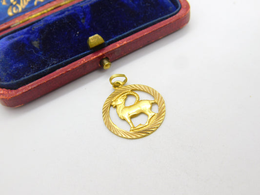 18ct Yellow Capricorn the Goat Zodiac Star Sign Charm Pendant Vintage c1970