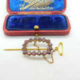 Georgian 9ct Gold & Almandine Garnet Brooch Or Stick Pin Antique c1820