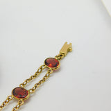 9ct Yellow Gold & Bohemian Garnet Set Panel Bracelet Vintage c1970 7" Length