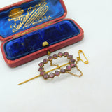 Georgian 9ct Gold & Almandine Garnet Brooch Or Stick Pin Antique c1820