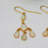 14ct Yellow Gold & White Opal Droplet Form Hook Earrings Vintage c1970