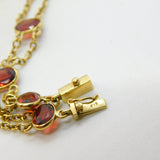 9ct Yellow Gold & Bohemian Garnet Set Panel Bracelet Vintage c1970 7" Length