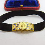 Early Victorian 18ct Gold & Enamel Floral Mourning Bracelet Inscribed 1845