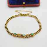 Victorian 9ct Rose Gold Graduating Turquoise & Seed Pearl Bracelet c1880 Antique