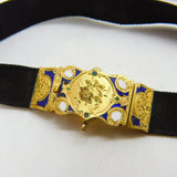 Early Victorian 18ct Gold & Enamel Floral Mourning Bracelet Inscribed 1845
