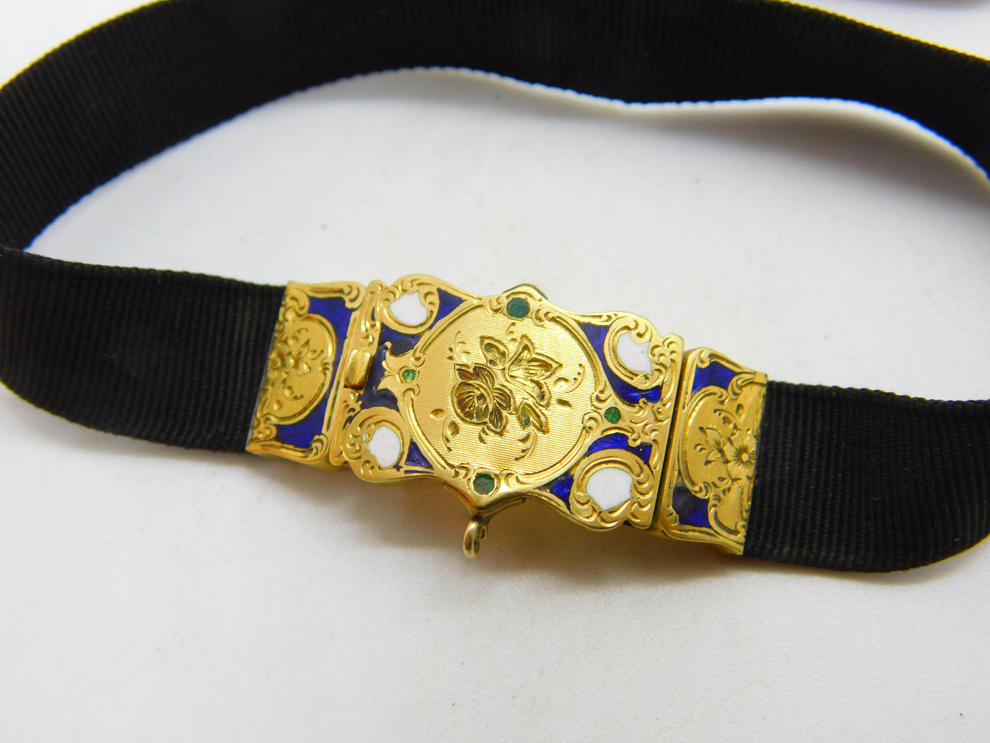 Early Victorian 18ct Gold & Enamel Floral Mourning Bracelet Inscribed 1845