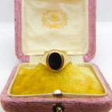9ct Yellow Gold Onyx Set Signet Ring Vintage 1971 Birmingham