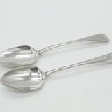 Georgian Pair of Sterling Silver Lined Edge Serving Spoons Antique 1804 London