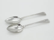 Georgian Pair of Sterling Silver Lined Edge Serving Spoons Antique 1804 London
