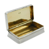 Art Deco Sterling Silver Engine Turned Parcel Gilt Snuff Box Antique 1935 Birmingham