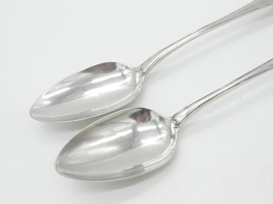 Georgian Pair of Sterling Silver Lined Edge Serving Spoons Antique 1804 London