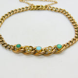 Victorian 9ct Rose Gold Graduating Turquoise & Seed Pearl Bracelet c1880 Antique
