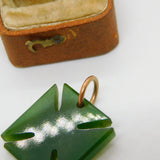 Victorian 9ct Gold & Nephrite Jade Maltese Cross Fob Pendant c1890 Antique