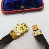 Early Victorian 18ct Gold & Enamel Floral Mourning Bracelet Inscribed 1845