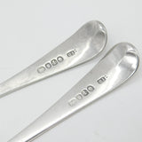 Georgian Pair of Sterling Silver Lined Edge Serving Spoons Antique 1804 London