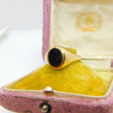 9ct Yellow Gold Onyx Set Signet Ring Vintage 1971 Birmingham