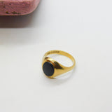 9ct Yellow Gold Onyx Set Signet Ring Vintage 1971 Birmingham
