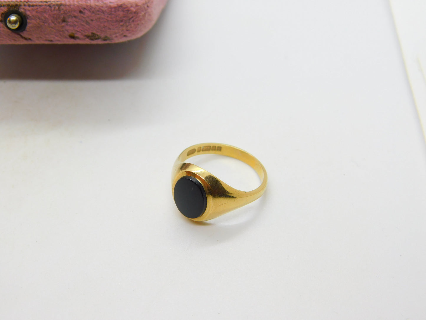 9ct Yellow Gold Onyx Set Signet Ring Vintage 1971 Birmingham