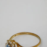 9ct Yellow Gold, Blue Topaz & Spinel Set Floral Cluster Ring Vintage Birmingham