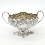 Victorian Sterling Floral Two-Handled Pedestal Treat Dish Antique 1895 Sheffield