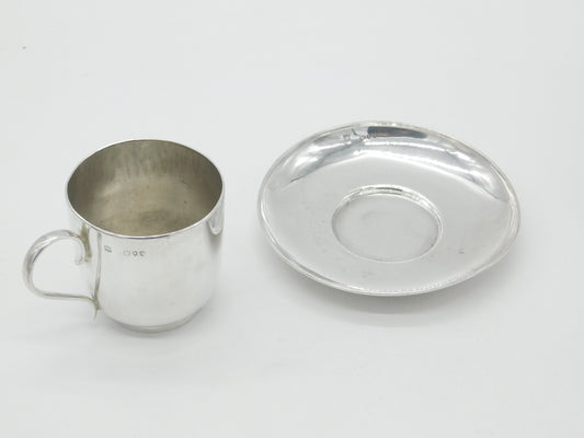 Victorian Sterling Silver Teacup & Saucer 1891 London Antique Edward Hutton