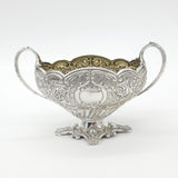 Victorian Sterling Floral Two-Handled Pedestal Treat Dish Antique 1895 Sheffield