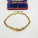 Victorian 9ct Rose Gold, Turquoise & Seed Pearl Graduating Bracelet c1880
