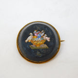 Victorian 9ct Gold Mounted Pliny Doves Micro Mosaic Brooch Antique c1840