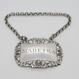 George III Sterling Silver Shell Madeira Decanter Label Antique 1816 London