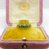 9ct Yellow Gold, Emerald & Diamond Half Eternity Ring 1987 London Vintage