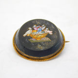 Victorian 9ct Gold Mounted Pliny Doves Micro Mosaic Brooch Antique c1840