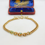 Victorian 9ct Rose Gold, Turquoise & Seed Pearl Graduating Bracelet c1880
