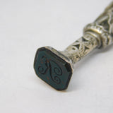 Victorian Sterling Silver Carved Bloodstone 'R' Initial Religious Seal Antique c1880