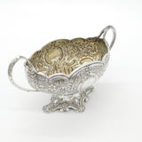 Victorian Sterling Floral Two-Handled Pedestal Treat Dish Antique 1895 Sheffield