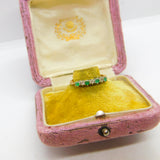 9ct Yellow Gold, Emerald & Diamond Half Eternity Ring 1987 London Vintage