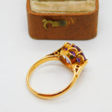 18ct Yellow Gold Brilliant Cut Amethyst Dress Ring Vintage c1970 Size N 1/2 UK