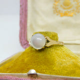 9ct Yellow Gold & Cabochon Moonstone Set Band Ring 1979 Birmingham Vintage