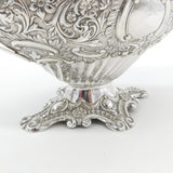 Victorian Sterling Floral Two-Handled Pedestal Treat Dish Antique 1895 Sheffield