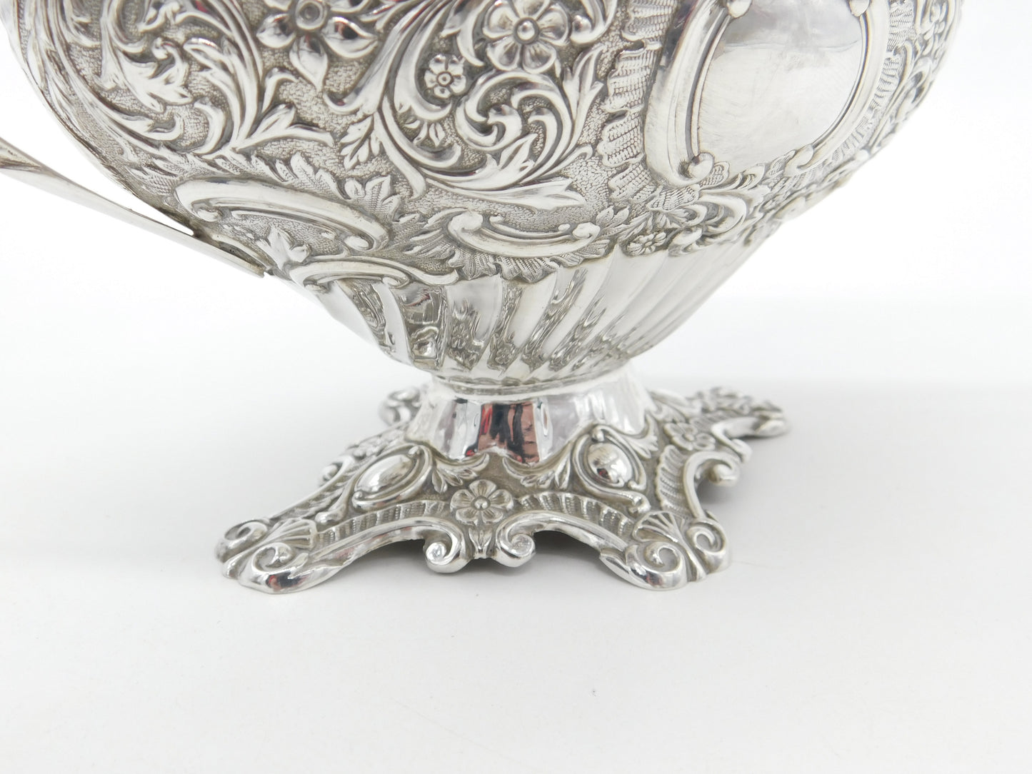 Victorian Sterling Floral Two-Handled Pedestal Treat Dish Antique 1895 Sheffield