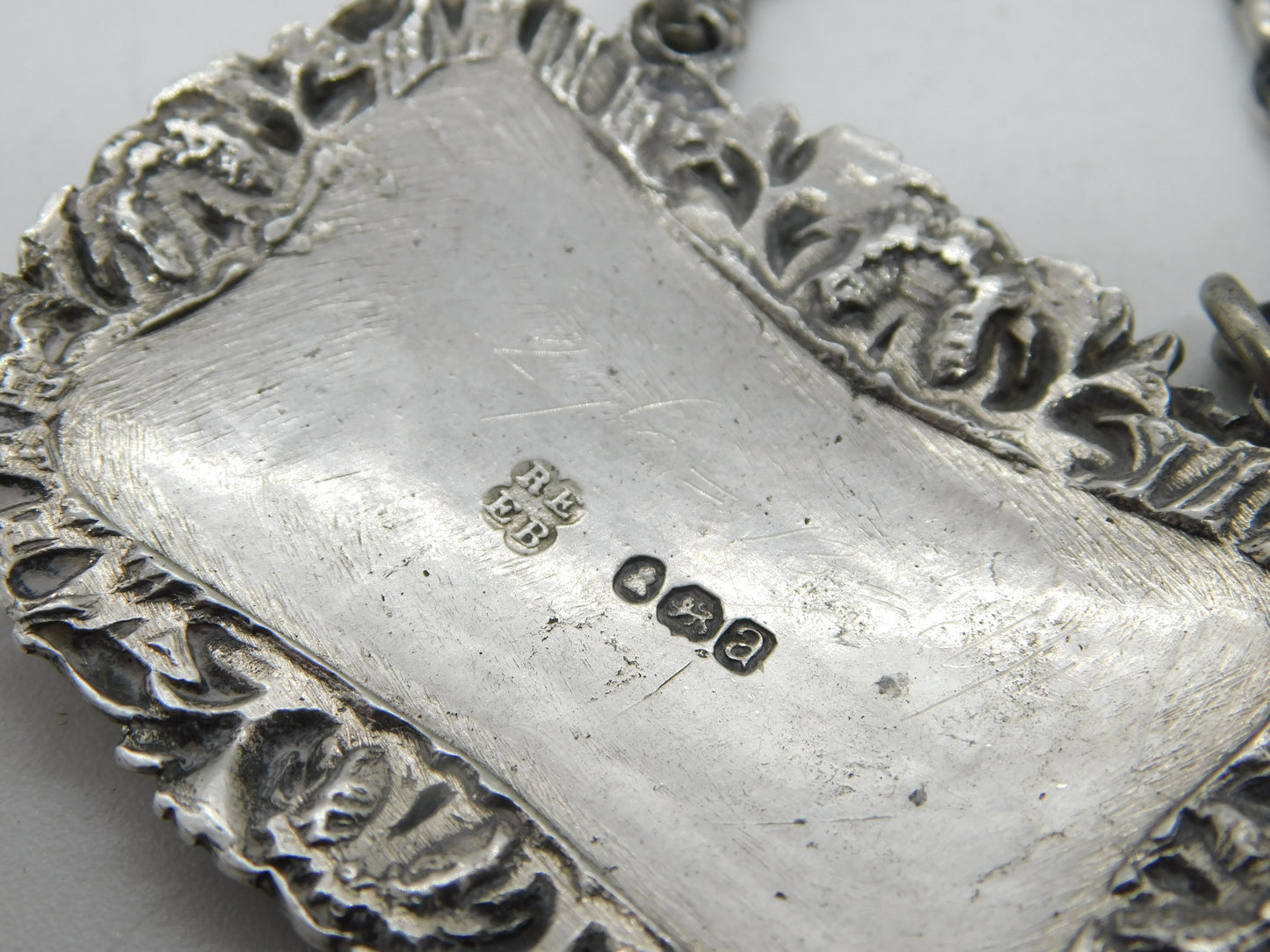 George III Sterling Silver Shell Madeira Decanter Label Antique 1816 London