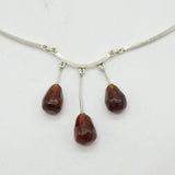 N.E From Danish Sterling Silver Baltic Amber Droplet Necklace Vintage c1960