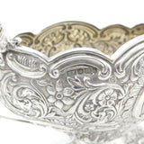 Victorian Sterling Floral Two-Handled Pedestal Treat Dish Antique 1895 Sheffield