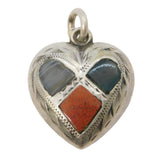 Victorian Scottish Montrose Agate, Bloodstone, Agate Heart Pendant Antique c1860