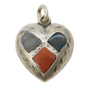Victorian Scottish Montrose Agate, Bloodstone, Agate Heart Pendant Antique c1860