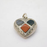 Victorian Scottish Montrose Agate, Bloodstone, Agate Heart Pendant Antique c1860