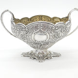 Victorian Sterling Floral Two-Handled Pedestal Treat Dish Antique 1895 Sheffield
