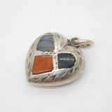 Victorian Scottish Montrose Agate, Bloodstone, Agate Heart Pendant Antique c1860