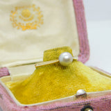 9ct Yellow Gold & Pearl Set Solitaire Band Ring 1980 London Vintage