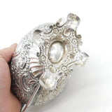 Victorian Sterling Floral Two-Handled Pedestal Treat Dish Antique 1895 Sheffield