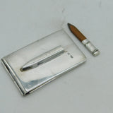 Edwardian Sterling Silver Card Case & Pencil Holder Antique 1909 Birmingham